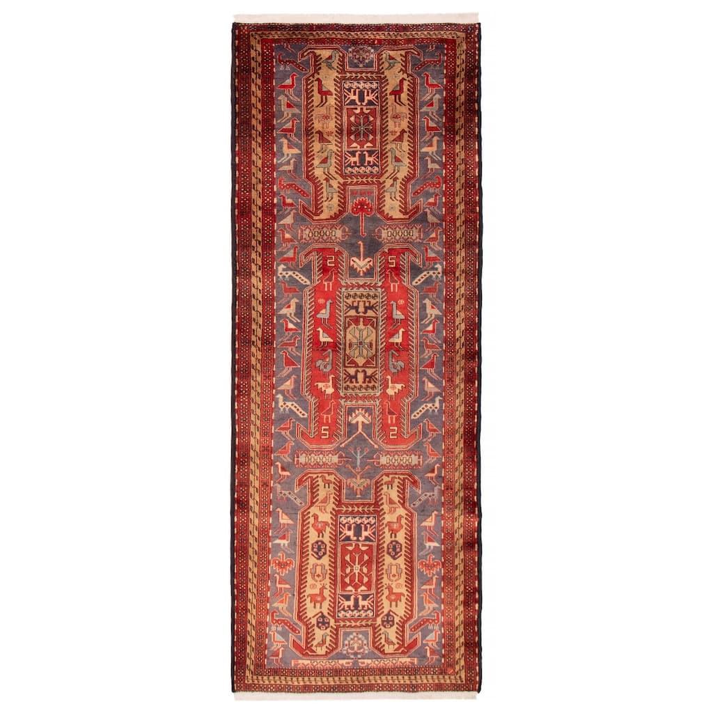 ECARPETGALLERY Hand-knotted Konya Anatolian Navy, Red Wool Rug - 3'10 x 10'2