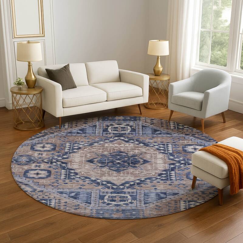 Premium Washable Super Soft Traditional Global Mayfield Rug - Brown - 8' x 8'