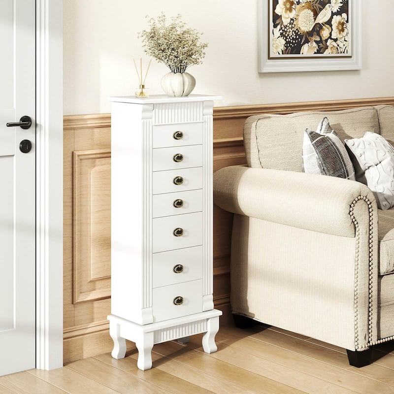 Costway Jewelry Cabinet Armoire Box Storage Chest Stand Organizer Wood - See Details