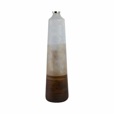 Glass and Iron Decorative Boho Vase with Modern Mixed Material Design
