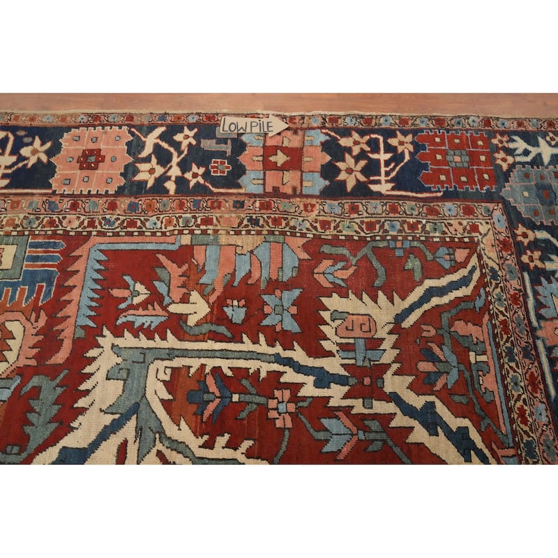 Hand Knotted Oriental 100% Wool Carpet Traditional Floral Oranges & Rust Heriz (serapi) Area Rug - 11' 7'' X 8' 1''