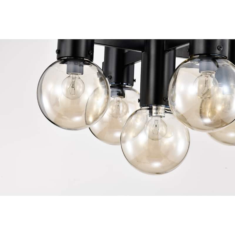 Lalena 18 Inch Matte Black Clear Glass Semi Flush Mount with 5 Light