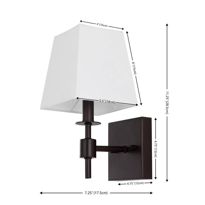SAFAVIEH Lighting Bara 7-inch Fabric Shade Wall Sconce with Bulbs (Set of 2) - 7.3 In. W x 5.5 In. D x 11.3 In. H - 7Wx6Dx11H