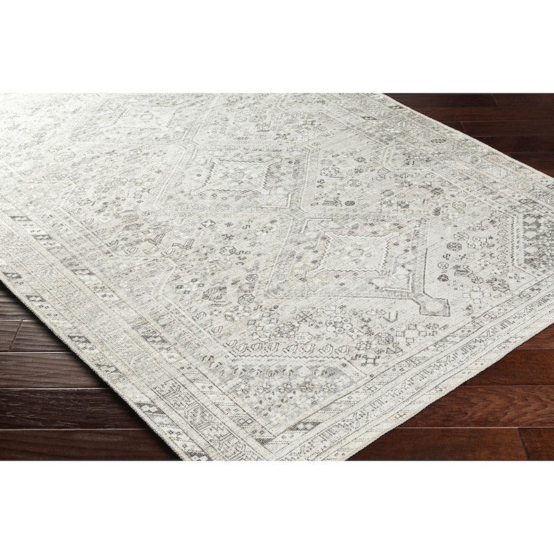 Livabliss Verninac Distressed Medallion Printed Washable Rug
