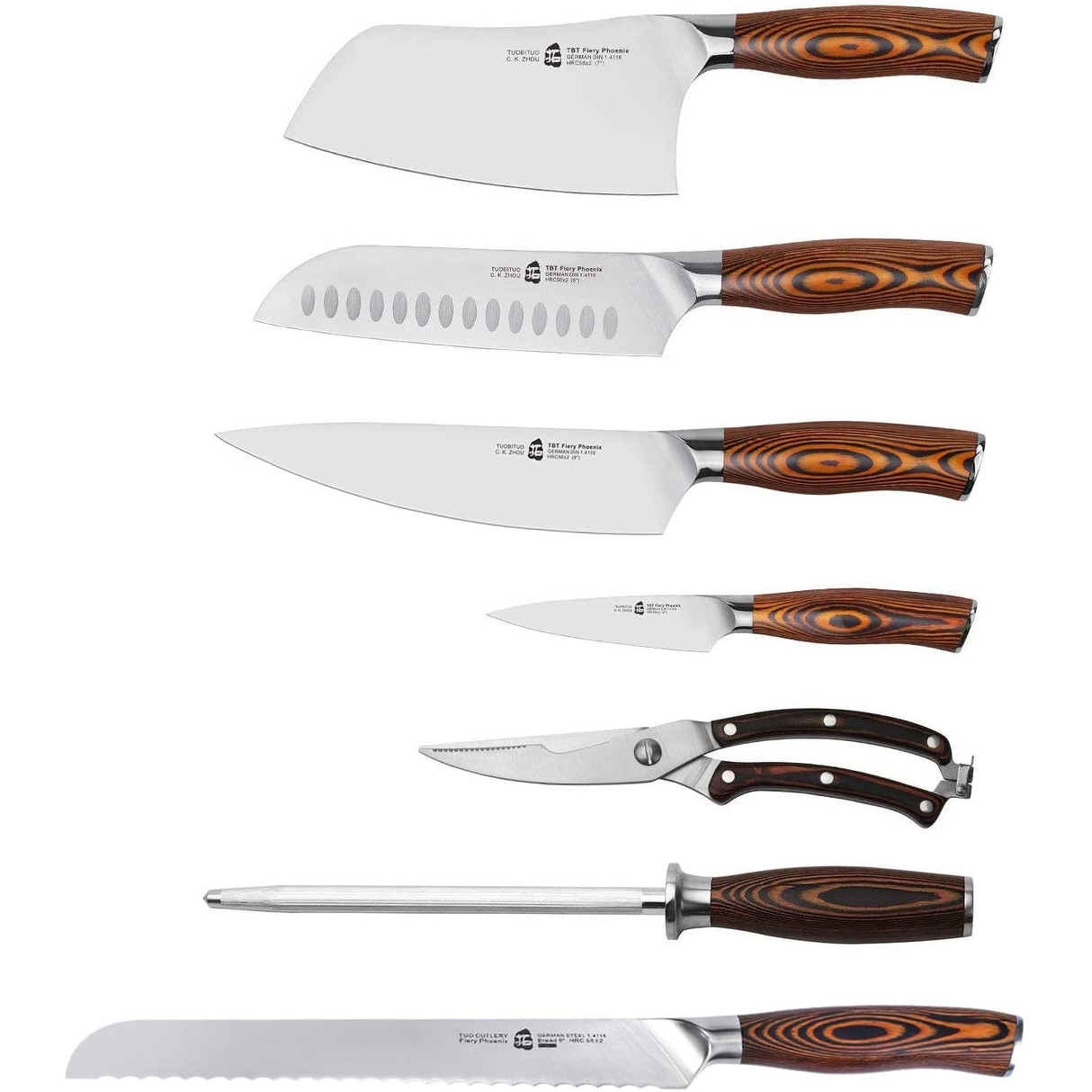 8Pcs Knife Sets for Kitchen Home Hand Forged Chef Knives German