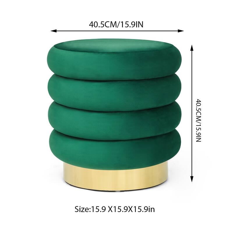 Adeco Round Storage Ottoman with Removable Lid, Vanity Velvet Footrest