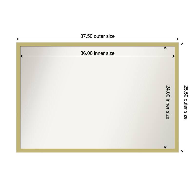 Incline Non-Beveled Wood Framed Wall Mirror - 38 x 26 in - Incline Light Gold