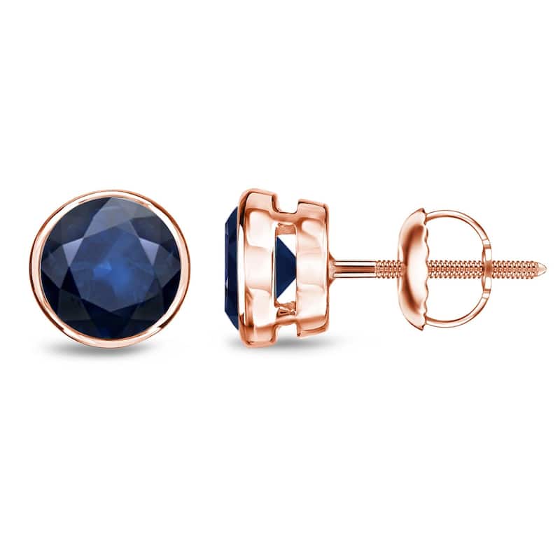 Auriya 14k Gold Bezel-set Sapphire Stud Earrings 2ctw - Rose