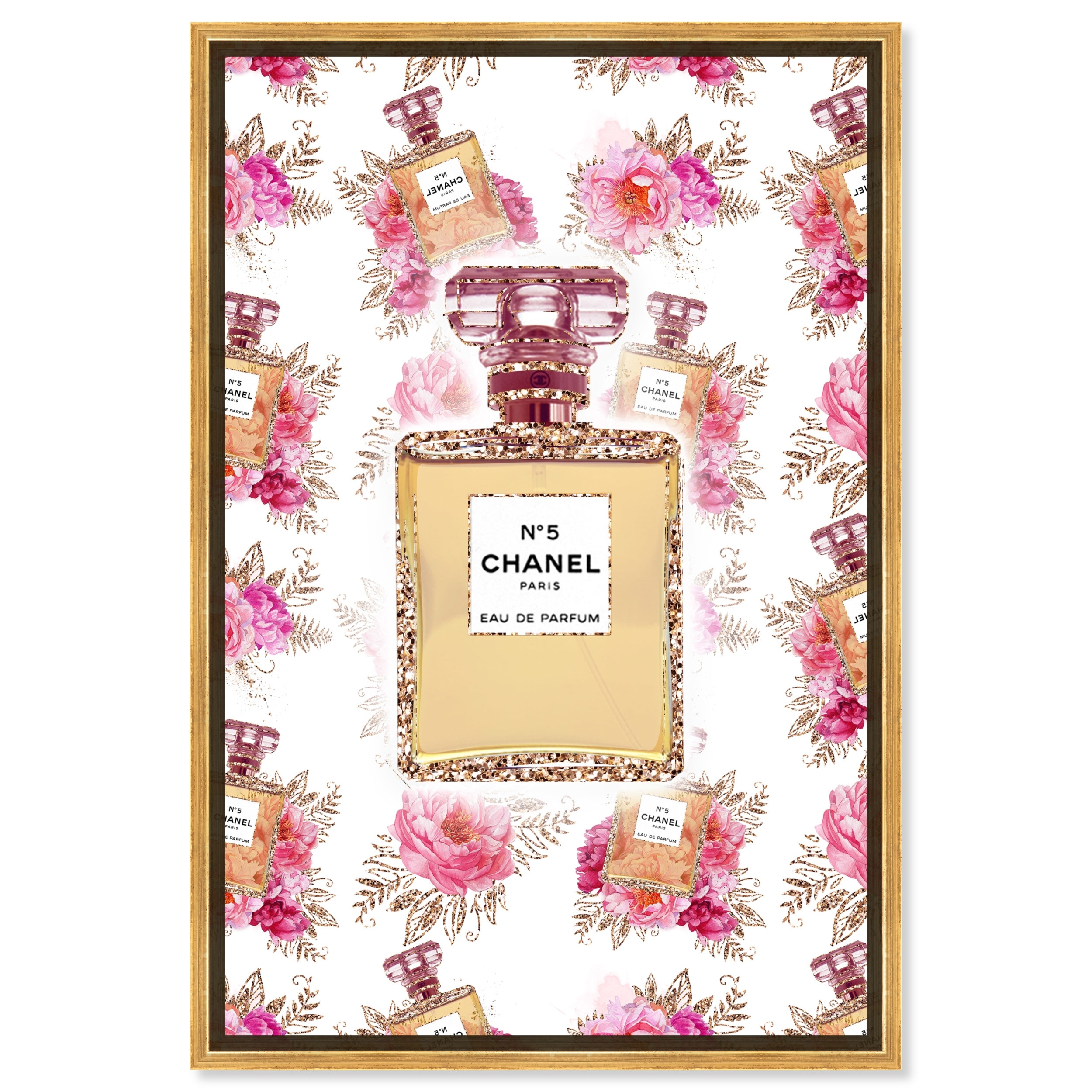 Flowers and Gold Perfume, Paris Luxury Fragrance Modern Pink Canvas Wall  Art Print for Bath - Bed Bath & Beyond - 36066350