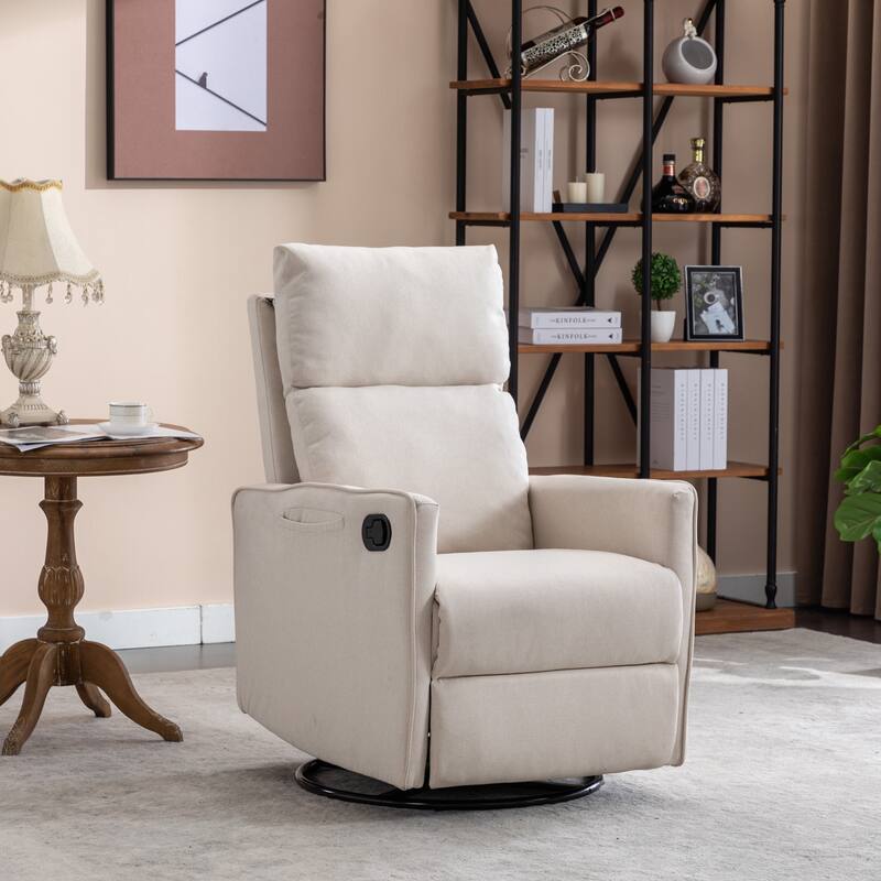 Cotton Linen Fabric Swivel Rocking Chair