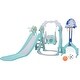 preview thumbnail 15 of 16, 5 in 1 Slide and Swing Playing Set, Toddler Extra-Long Slide with 2 Basketball Hoops, Football, Ringtoss, Indoor Outdoor
