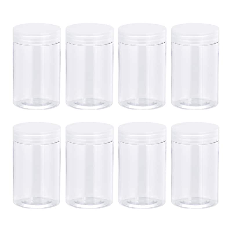 Round Plastic Jars with Transparent Screw Top Lid, 12Pcs