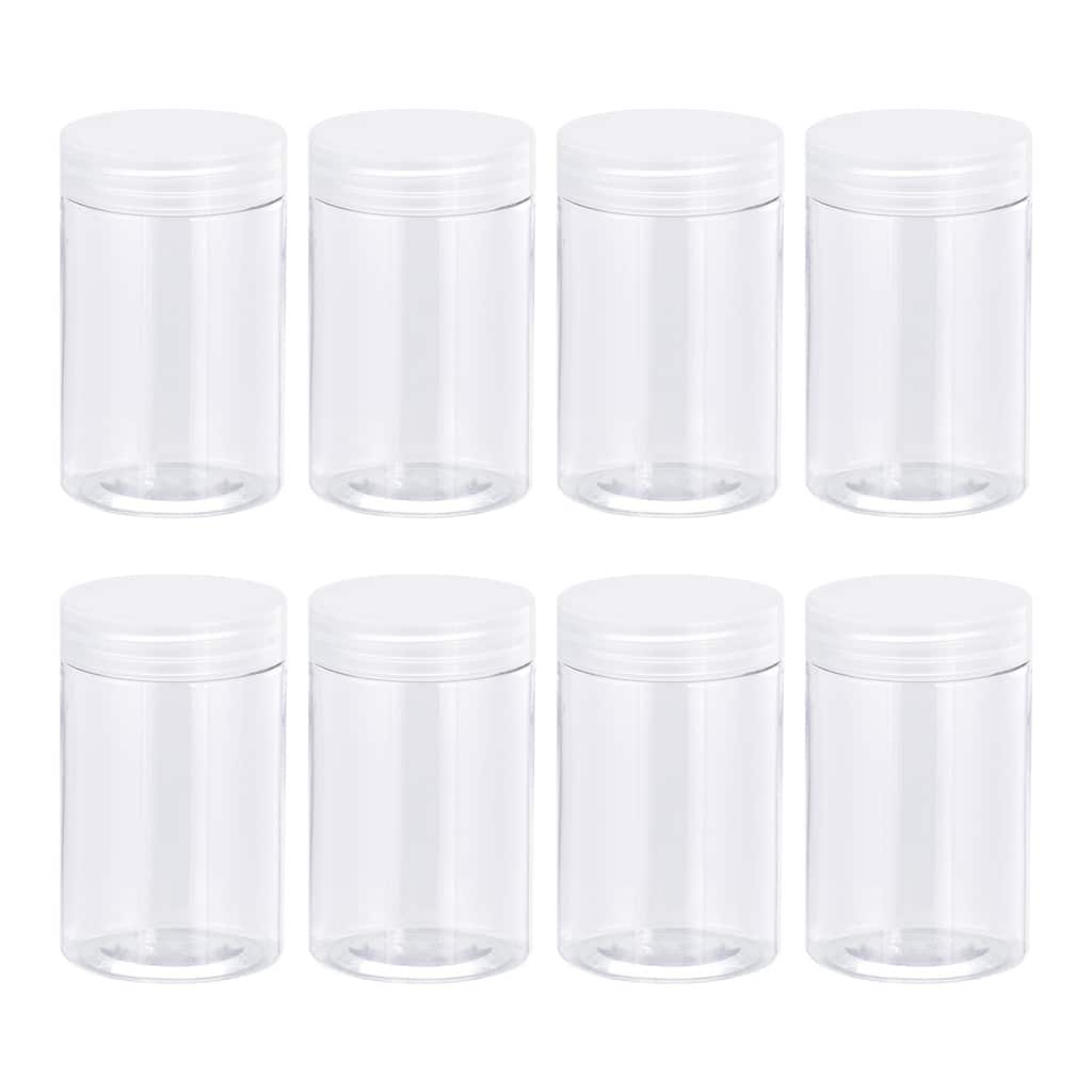 Round Plastic Jars with Transparent Screw Top Lid, 12Pcs