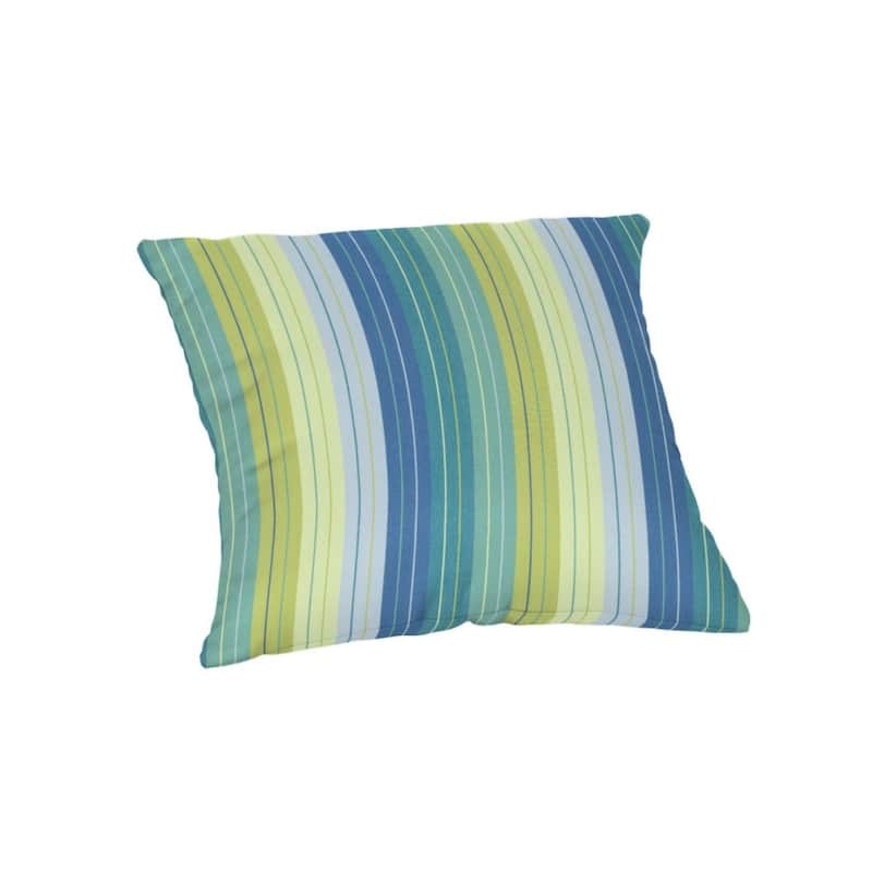 Sunbrella® Stripe Fabric 1-Piece Indoor/Outdoor Square Throw Pillow, 18"W x 18"L, Dolce Oasis - Seville Seaside