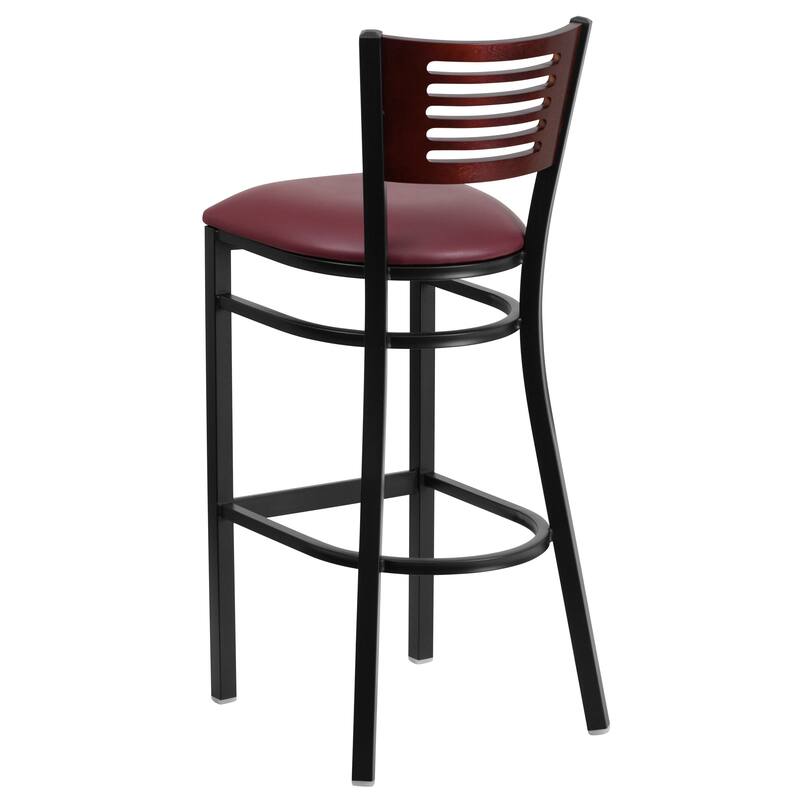 2 Pk. Hercules Series Decorative Slat Back Metal Restaurant Barstool - 19.75"W x 20"D x 43"H - 19.75"W x 20"D x 43"H