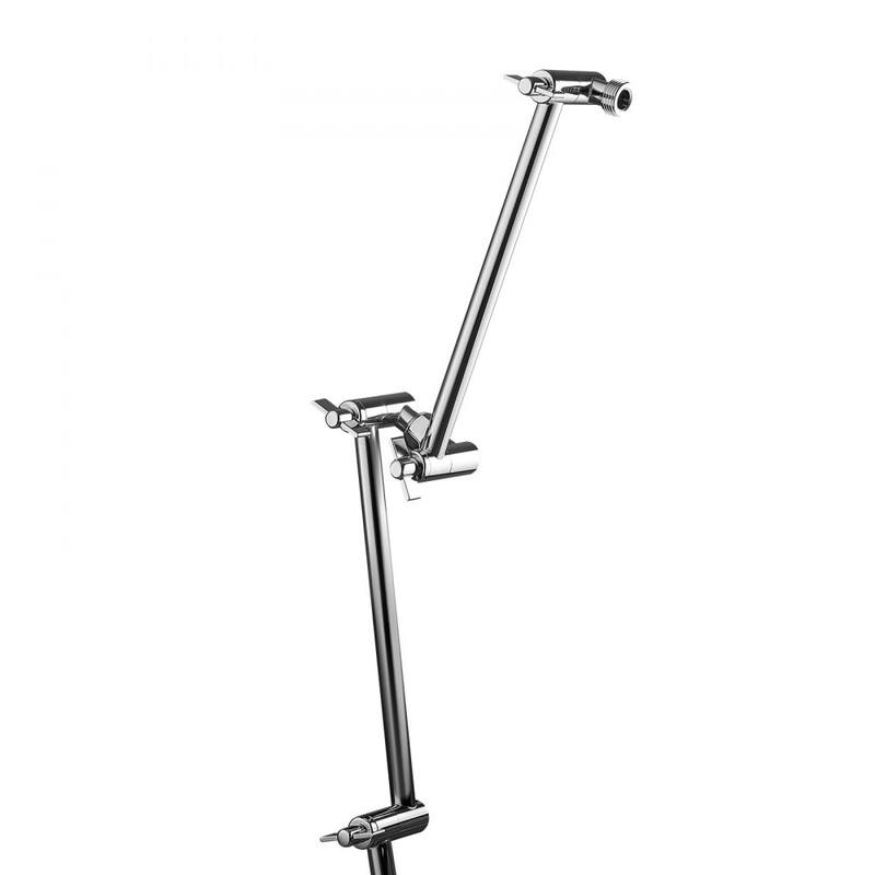 Silver Stainless Steel Adjustable 11-Inch Shower Head Arm Extender with 360 Rotation - 11.0 x 2.6 x 2.6in