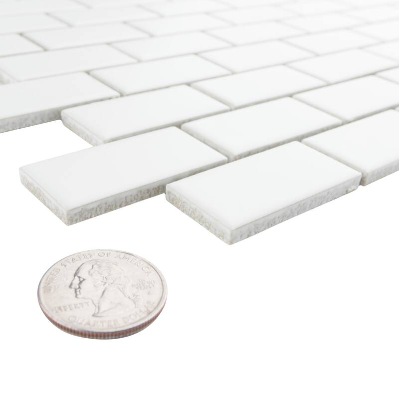 Merola Tile Metro Subway Matte White 11-3/4" x 11-3/4" Porcelain Mosaic Tile