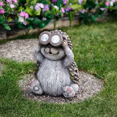 Hedgehog with Binoculars Outdoor Solar Lighted Garden Statue - 11.5"