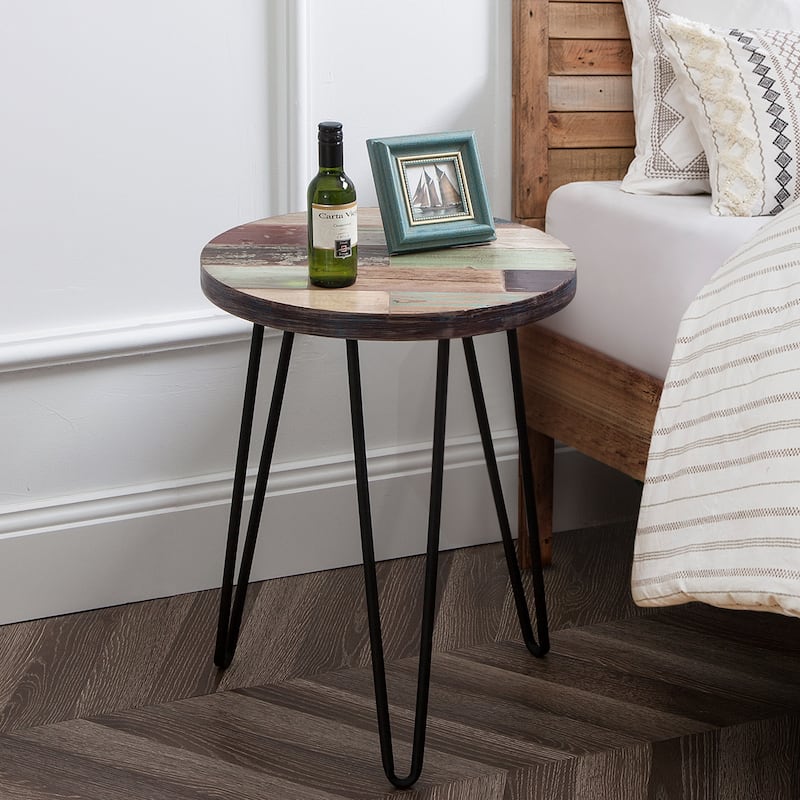 Greenage Reclaimed Wood End Table Living Room Night Stand Use