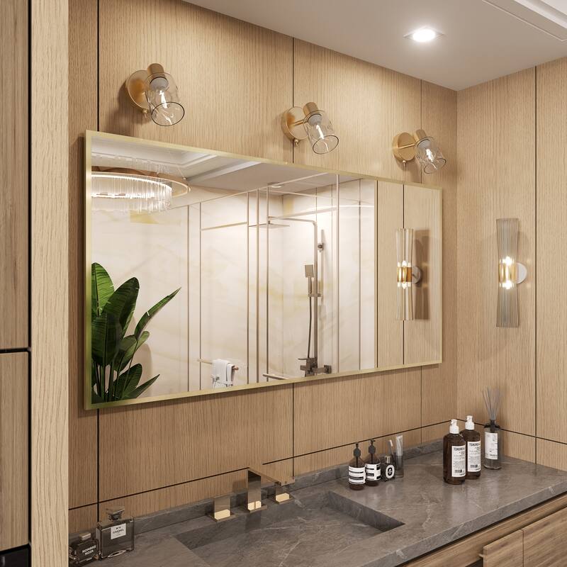 QuivaraView Wall Mounted Aluminum Frame Bathroom Vanity Mirror - 72" x 36" - Brushed Gold