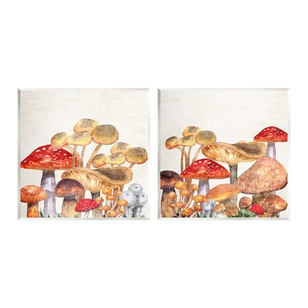Stupell Various Cottage Mushrooms 2 Piece Wall Plaque Art Set Design by ...