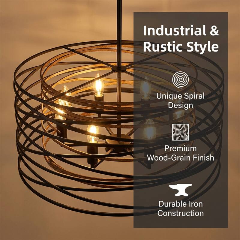 24" Modern Farmhouse Metal Cage Chandelier