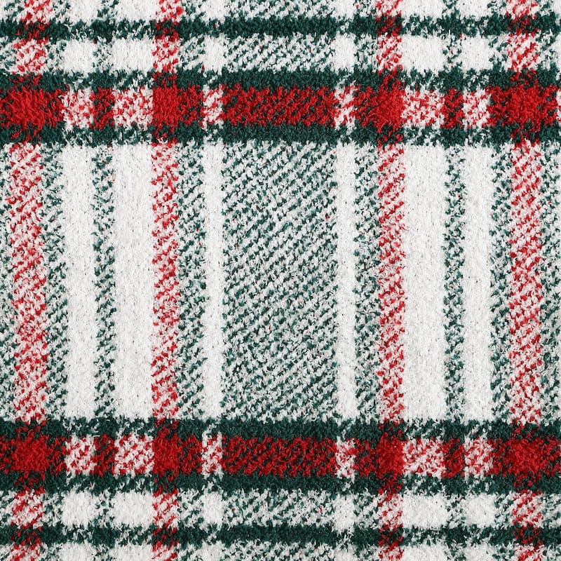 Nautica Emmet Plaid Feather Knit Red Throw Blanket