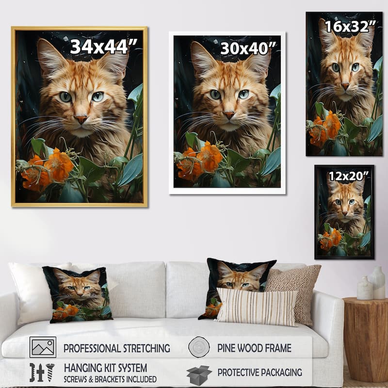 Designart "Havana Brown Mystique Cat" Animals Cat Framed Canvas Art Print