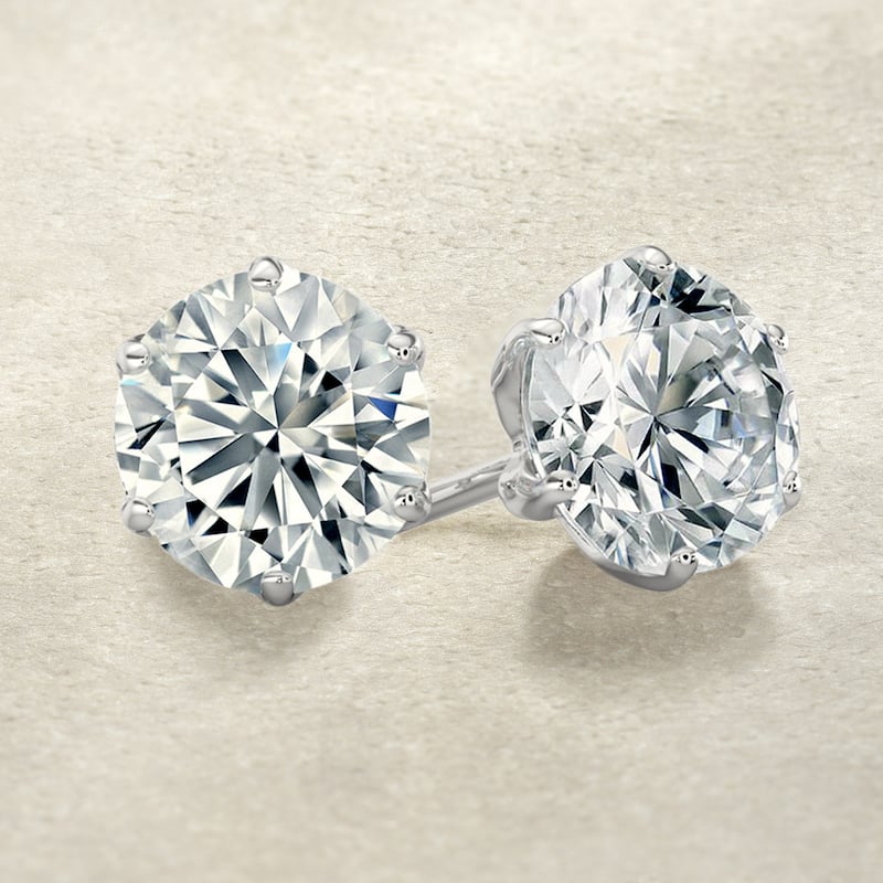 Auriya 14k Gold Lab-Grown Round Diamond Stud Earrings | (0.50-4.00 ct. tw) (6-Prong Crown Push-Back) (F-G VS)