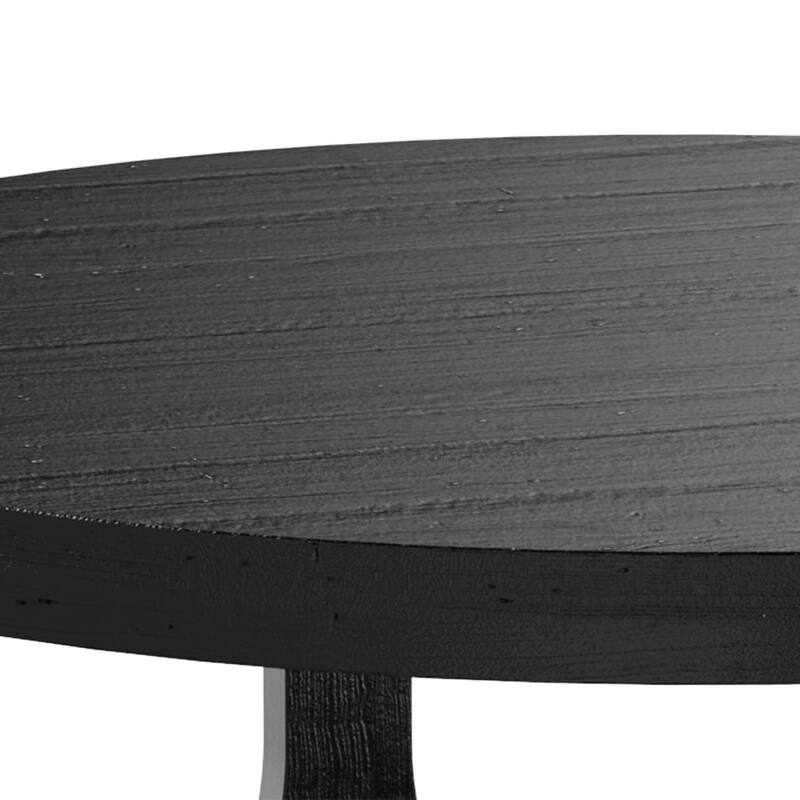 36-inch Antique Black Wood Round Coffee Table