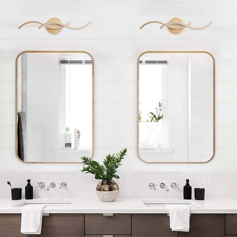 Modern Wave Linear LED Dimmable Vanity Light Fixture with Silicone Strip Shade