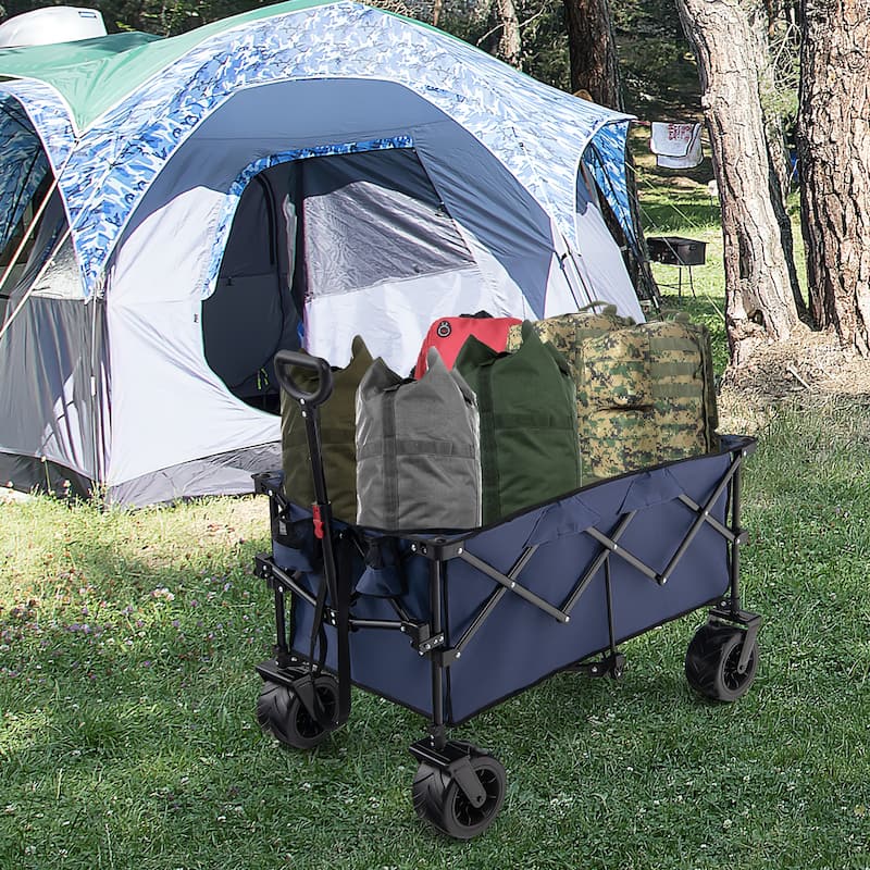 Costway Folding Collapsible Wagon Utility Garden Cart w/ Wide Wheels - See Details