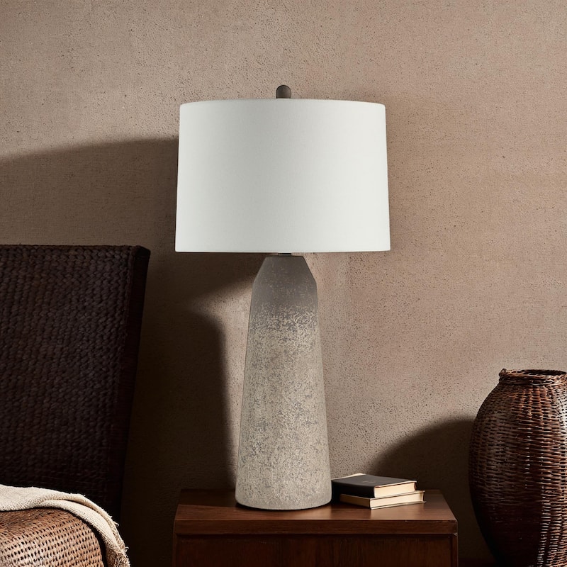 Textured Style Table Lamp with Tapered Drum Shade - 32.5" - Beige