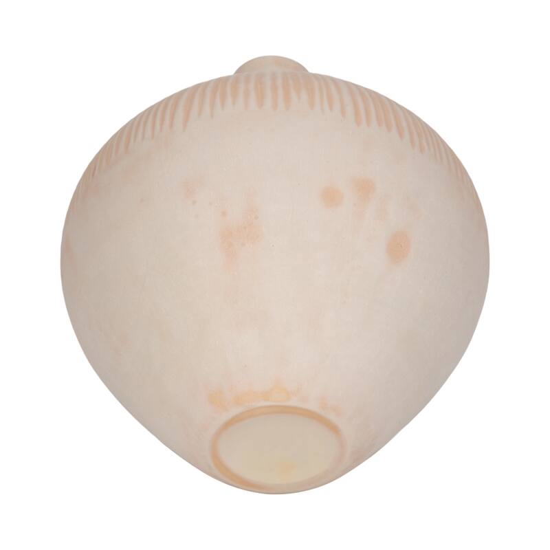 Glass Small Modern Textured Ribbed Vase - Ivory