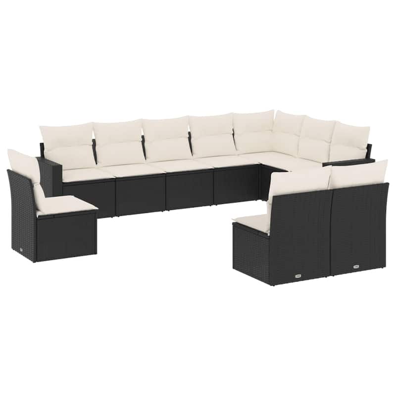 vidaXL Garden Sofa Set Black PE Rattan Large Modular Garden Sofa Set