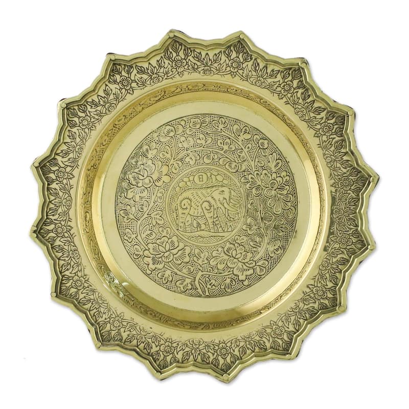 Novica Handmade Forest Elephant Brass Decorative Bowl