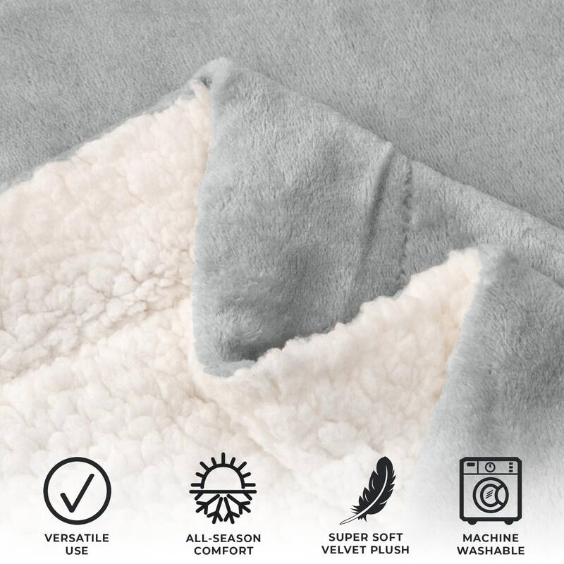 Linery & Co. Velvet Plush Reversible Sherpa Throw Blanket
