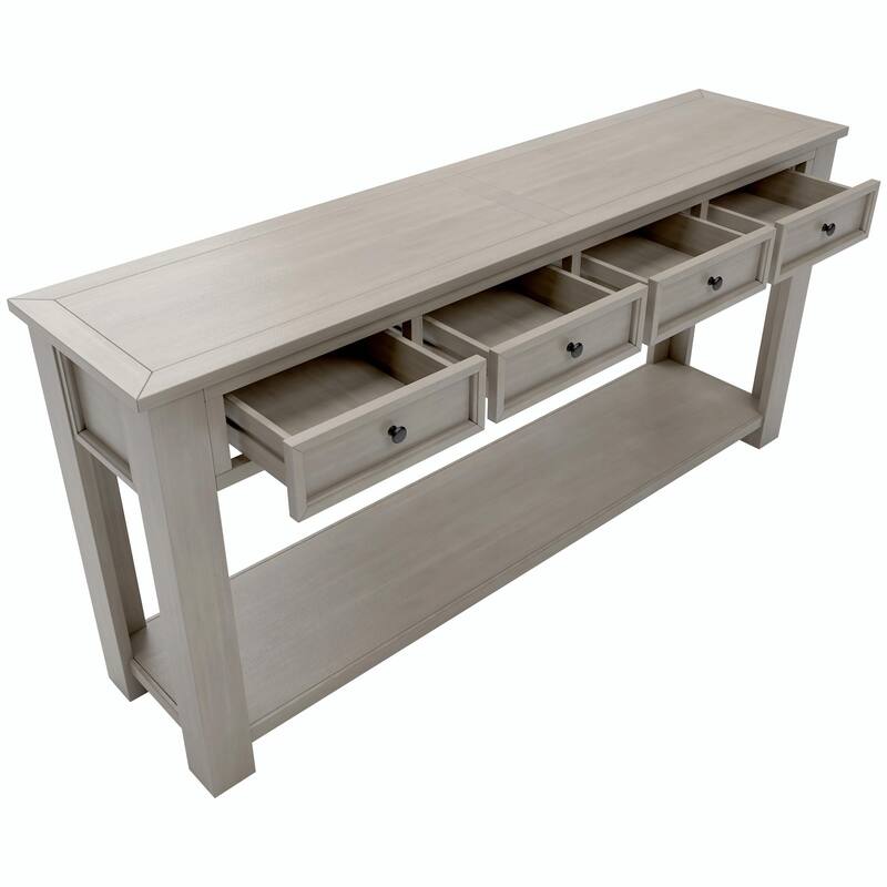 Entryway Console Table: Storage Drawers, Bottom Shelf