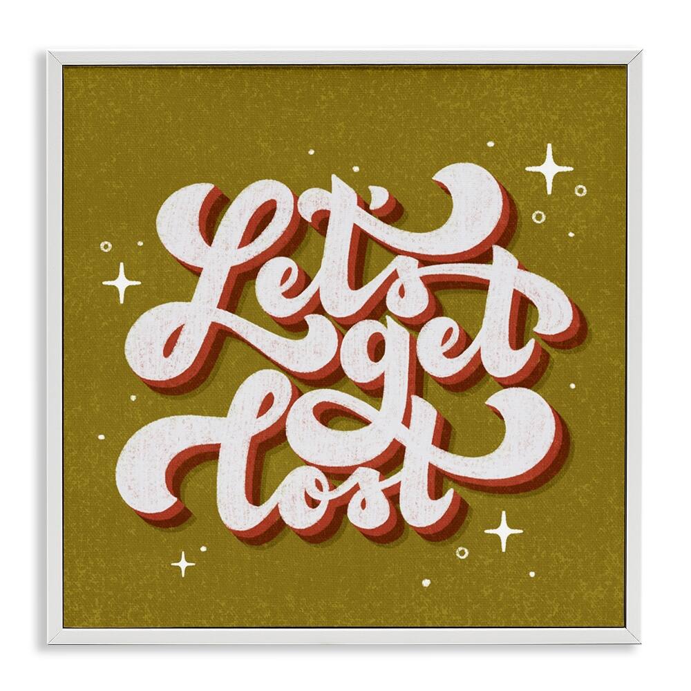Stupell Let's Get Lost Retro Lettering Framed Giclee Art Design By Sarah Hickman