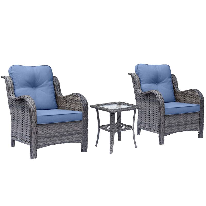 High Back Wicker Outdoor Patio Conversation Seating Sets with Cushions