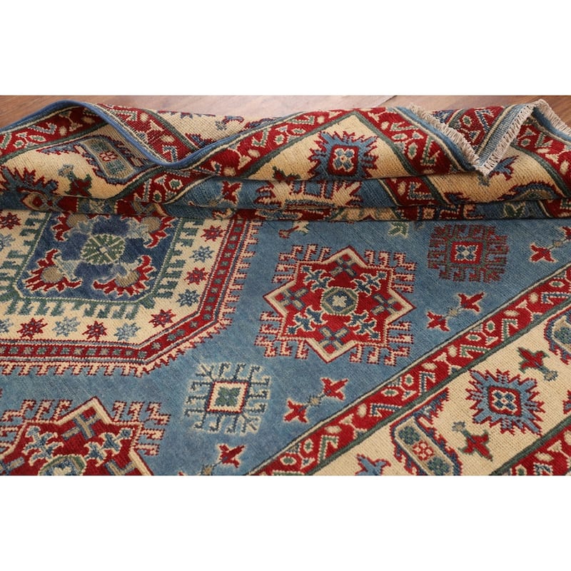 Light Blue Kazak Rug Handmade Oriental Wool Carpet - 5'0" x 7'4"