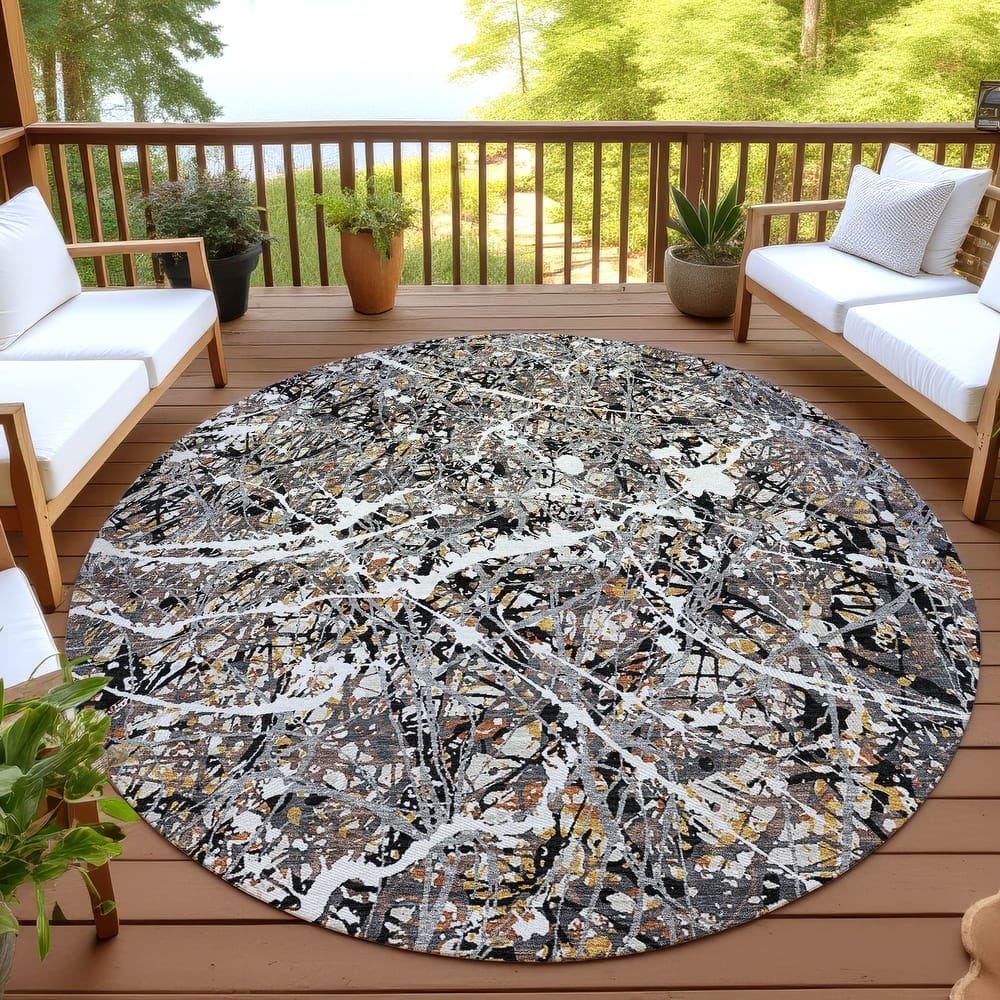 Machine Washable Indoor/ Outdoor Modern Splatter Chantille Rug