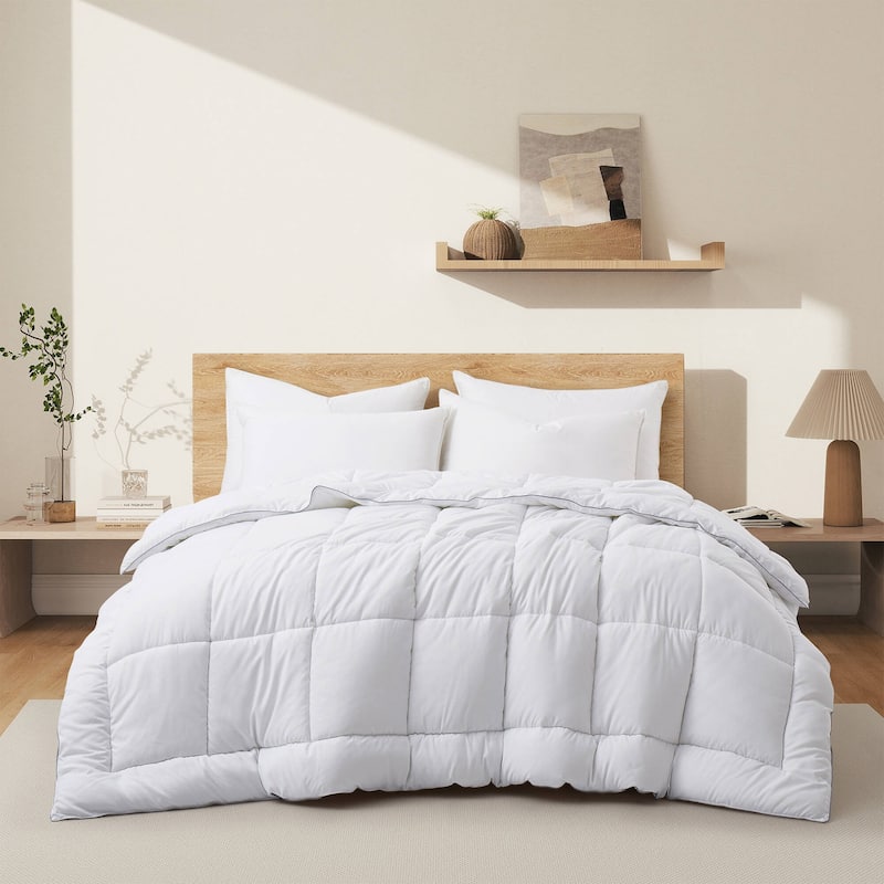 All Season Medium Weight Embossed Reversible Down Alternative Duvet Insert Comforter - Twin - Check Embossed