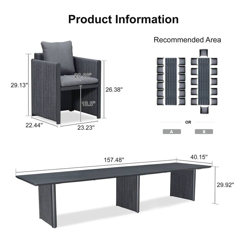PURPLE LEAF Sanori Patio outdoor Dining Set Modern Large Weather-Resistant Aluminum for Garden Backyard Kitchen