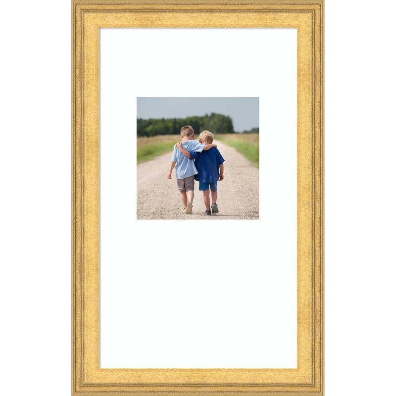 Owen Picture Frame, Photo Frame - 13x22 Matted White 8x8 - Owen Gold