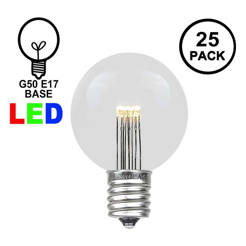 25 Pack LED G50 Outdoor Patio Globe Replacement Bulbs, Warm White, E17/C9 Base - Small