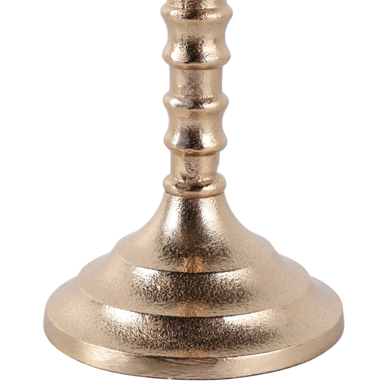 Aluminum Modern Taper Holder Sculpted Spiral Stem Textured Round Base