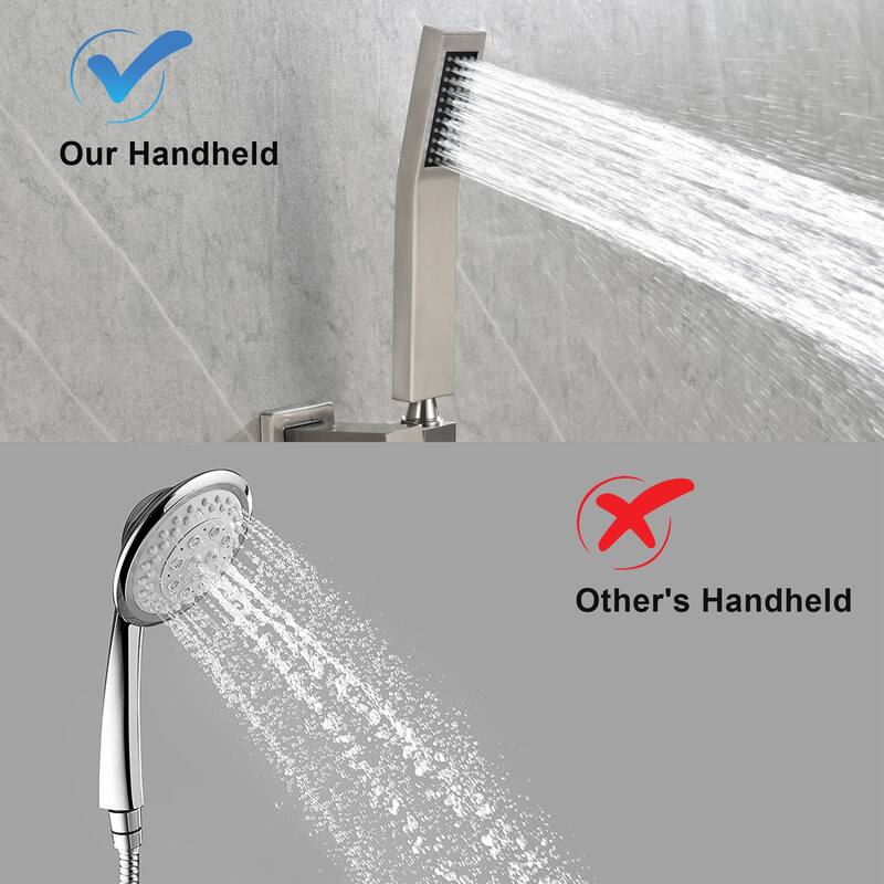 Shower Faucets Sets Complete Shower System 12 Inches Rain Shower Head with Handheld Shower Valve