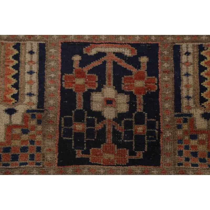 Bakhtiari Persian Vintage Rug Handmade Geometric Wool Carpet - 7'1"x 10'2"