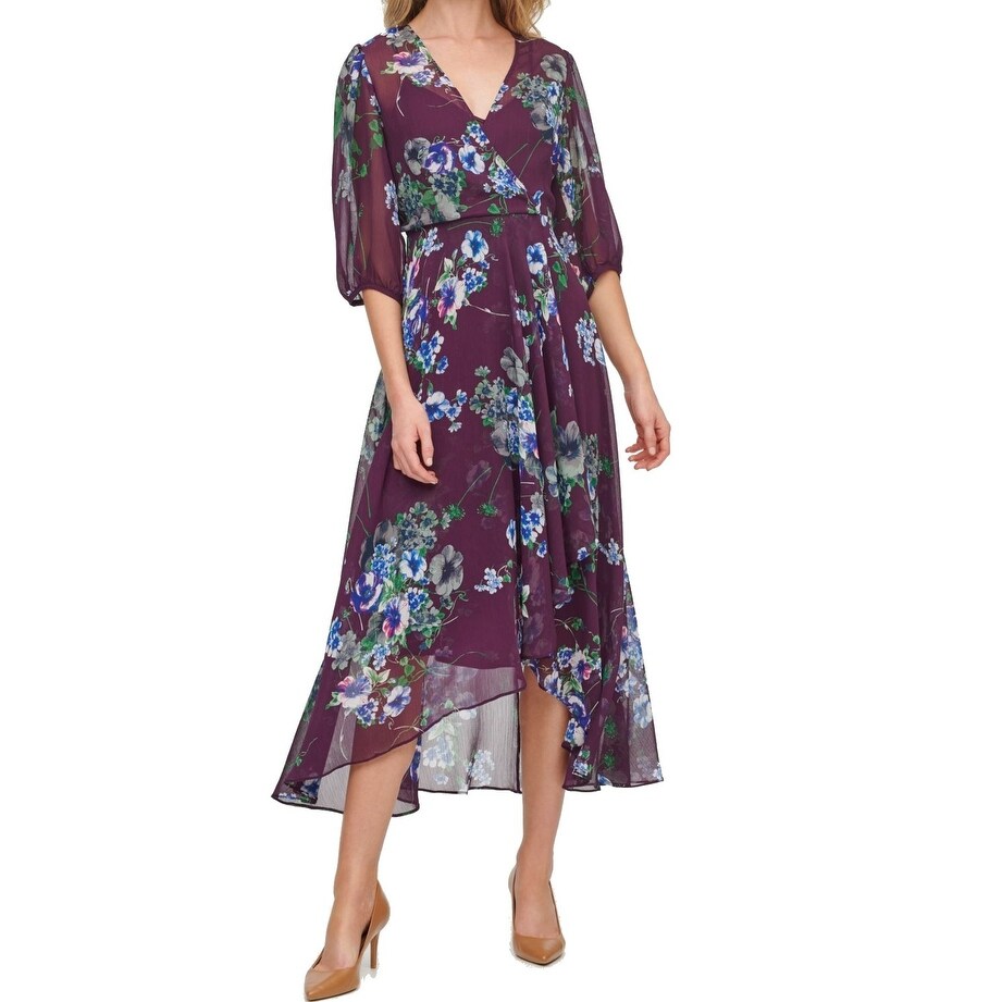 calvin klein purple floral dress